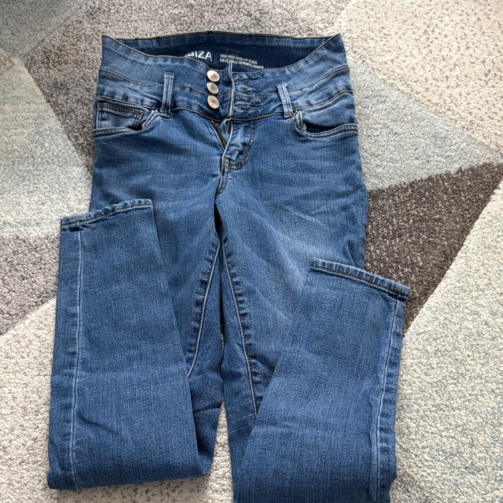 High Rise Blue Denim Jeans for Women